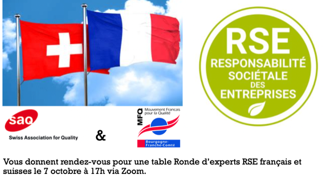 Mois de la Qualité – La table ronde RSE avec SAQ, nos homologues suisses à lieu le 7 octobre !